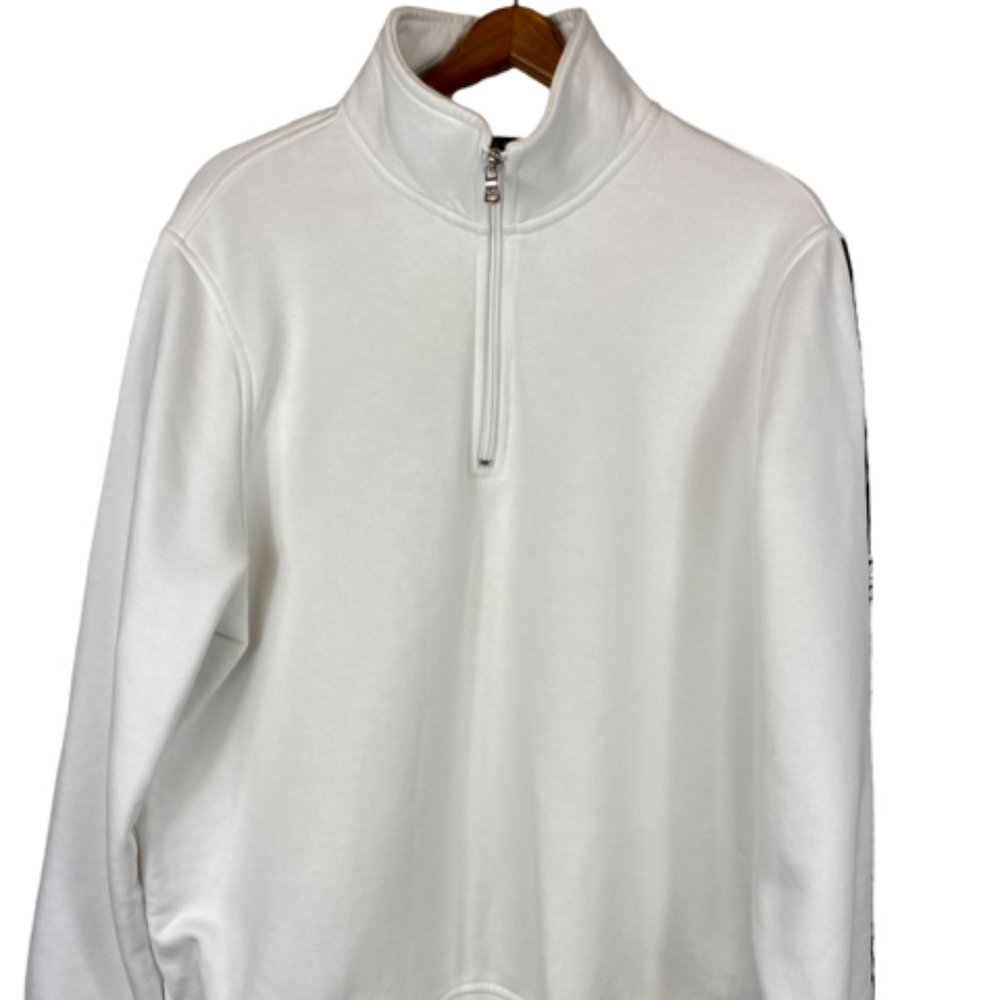MEN'S MICHAEL KORS ZIPPER SWEAT SHIRT WHITE W/LOGO SLEEVE MAKE OFFER NOW!